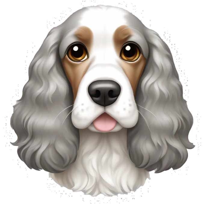 Light grey, tan and white patch cocker spaniel emoji