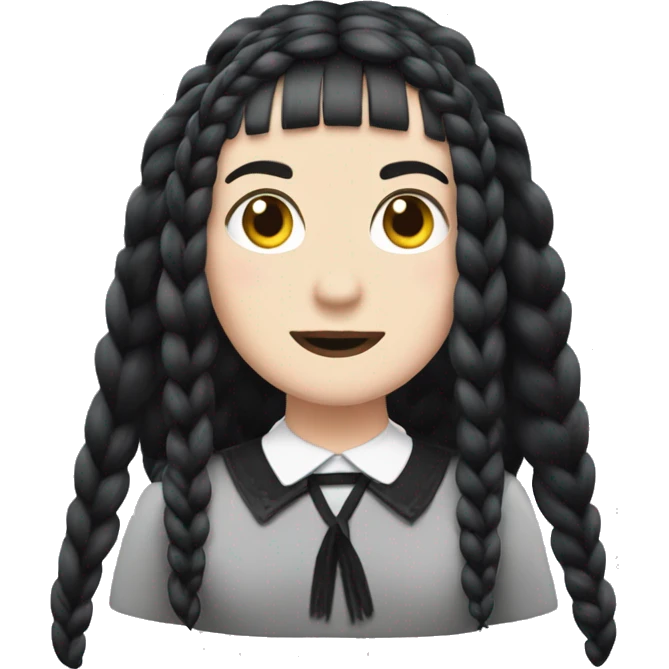 Wednesday Addams braids and fringes emoji set emoji