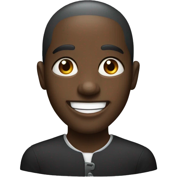 Une personne noire la tête rasée et un grand sourire  emoji