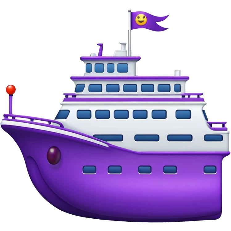 A ferry with a plum emoji