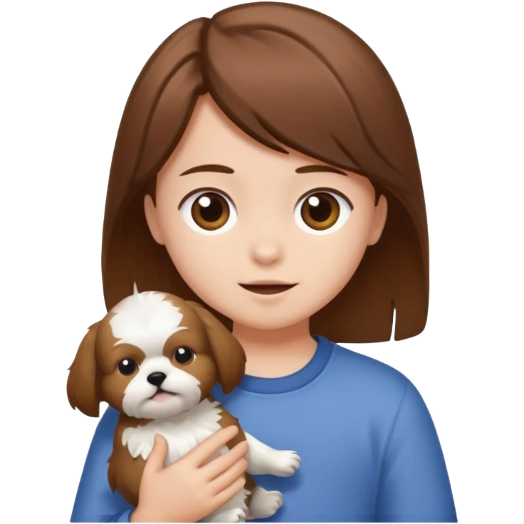 Kid with his shitzu, with brown hair emoji