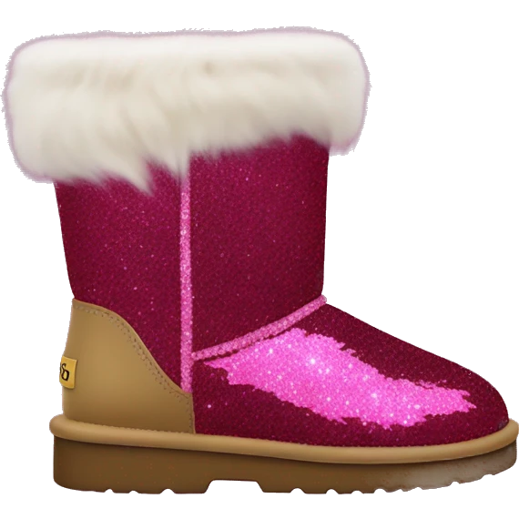 Realistic raspberry glitter and fur Ugg boots. emoji