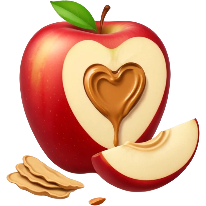 sliced apple with peanutbutter emoji