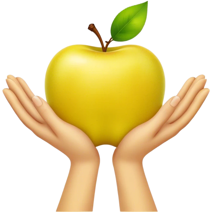 happy yellow apple with hands emoji