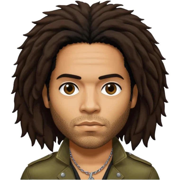 Lenny Kravitz with long dark brown hair emoji
