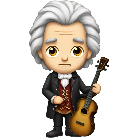 Chibi Beethoven older standing frown banjo emoji
