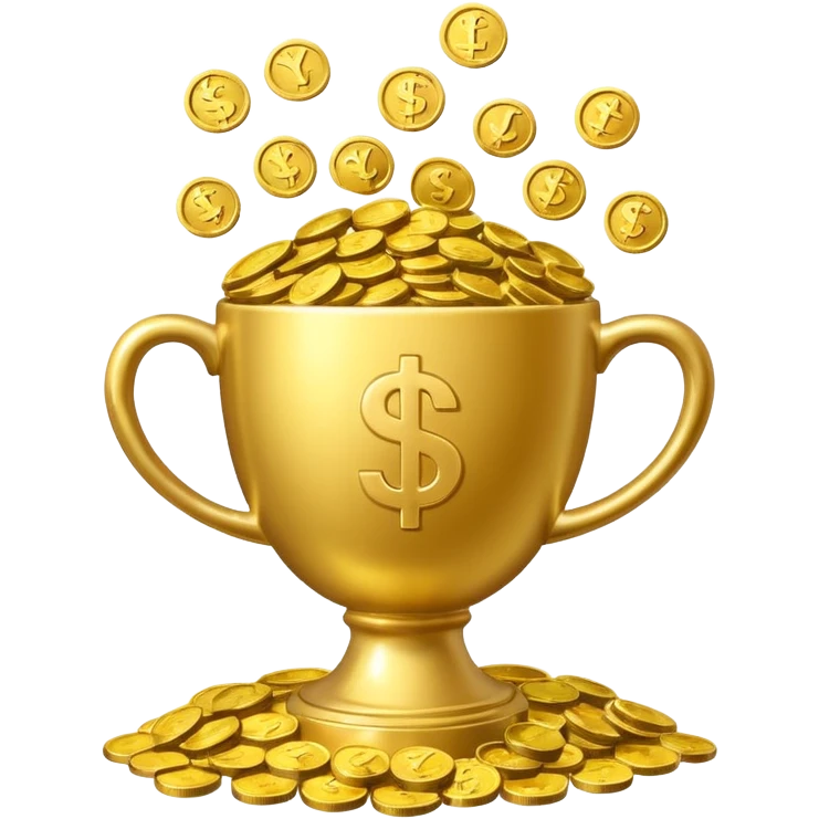 a winnig cup with money symbol emoji