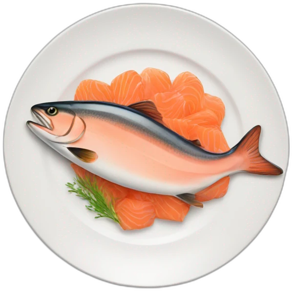 salmon on a plate with crown emoji