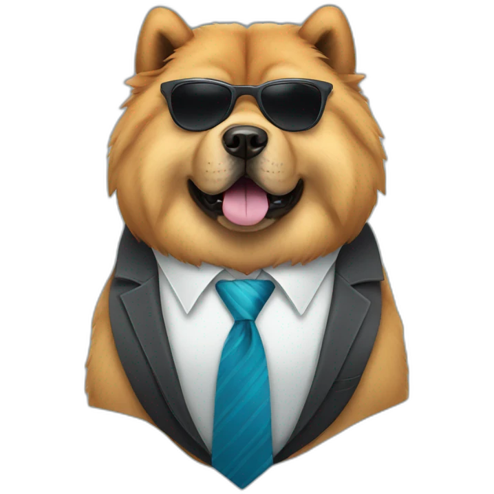 Chow chow wearing sunglasses and tie emoji
