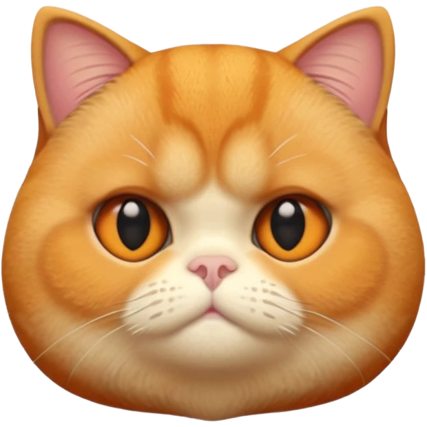 A 3D cartoon orange-ginger Exotic Shorthair cat with flat face, expressive eyes, soft fur sheen, cinematic Memoji rendering. emoji