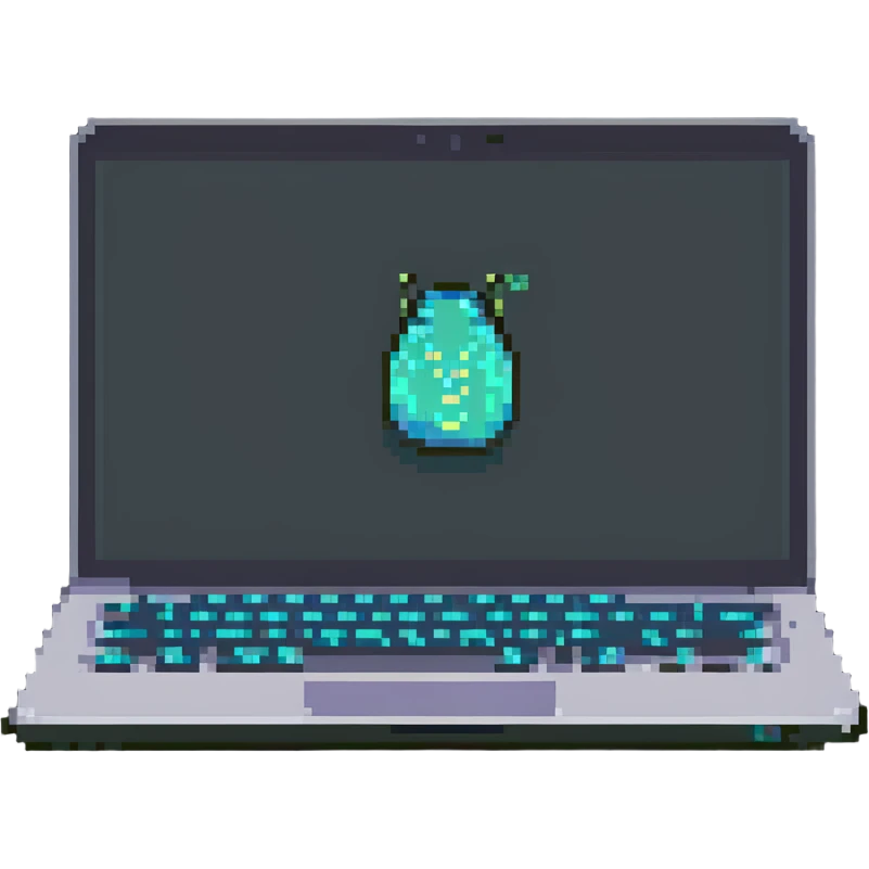  Glowing pixel laptop with code on the screen emoji