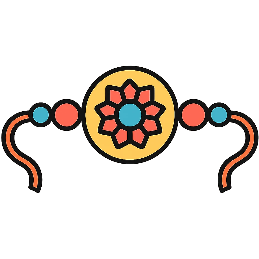rakhi, simple thread with beads, minimal style, bright colors, isolated on white background emoji