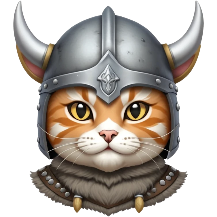 A warlord-cat wearing viking armor with a horned helmet. emoji