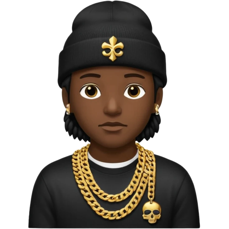 need underground rap aesthetic emoji profile pic for my rap Instagram @foevlone so maybe in a black chrome hearts style beanie that says FV on it and add a Cuban chain emoji