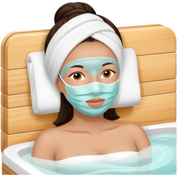 Lady with face mask spa beauty full face relaxing emoji