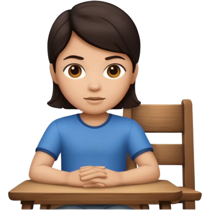 Memoji sitting on a chair from behind (pnly hair and back of the chair shown) focusing  emoji