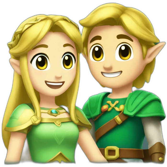 Link and Princess Zelda laughing emoji