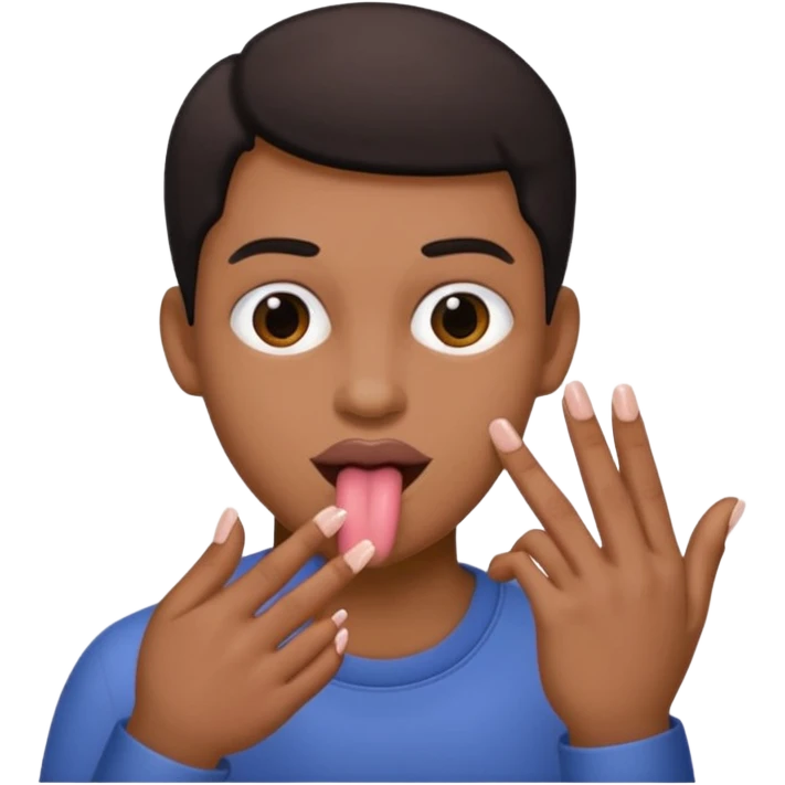 An emoji with 🌚 nails pookie and tongue emoji