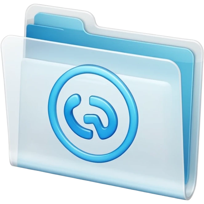 A **simple emoji-style icon** of a **transparent white plastic folder**, minimal and clean, with **rounded corners**, subtle translucency, soft shading, and a **small Concert arena symbol** on the front.
 emoji