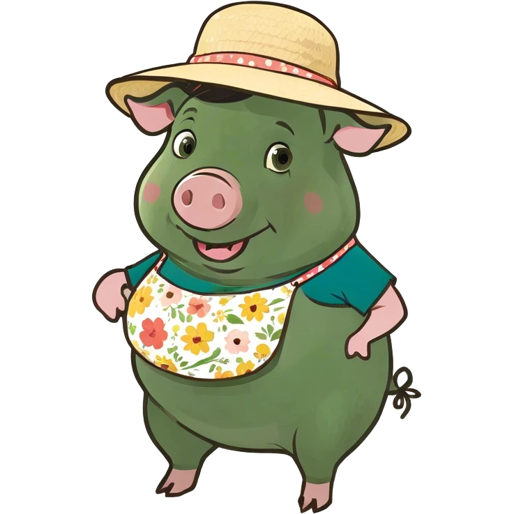 Pregnant pig with big belly and she is holding it emoji