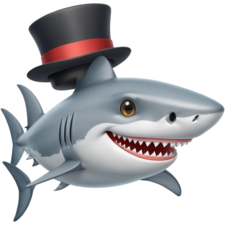 Shark with a top hat emoji