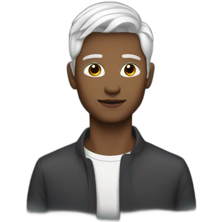 young gay white hair, dark complexion with great style emoji