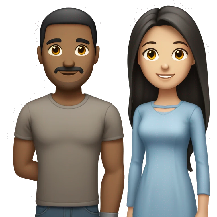 family of: black straight haired and no beard father, brunette medium-short haired mother, blonde long straight haired daughter and short brunette haired son. Everyone with brown eyes. emoji