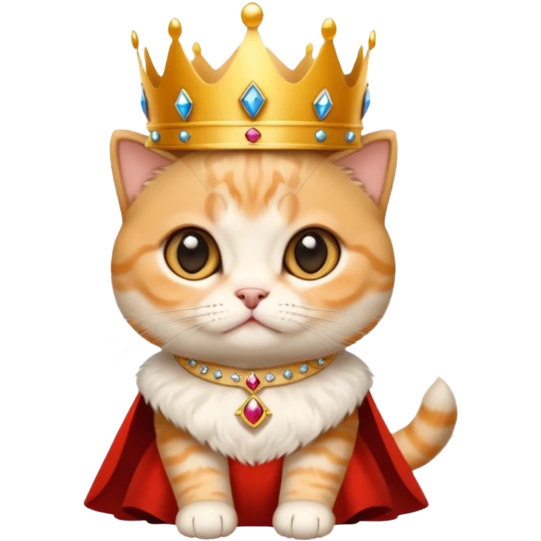 Orange Scottish fold ears kitten with crown queen  emoji