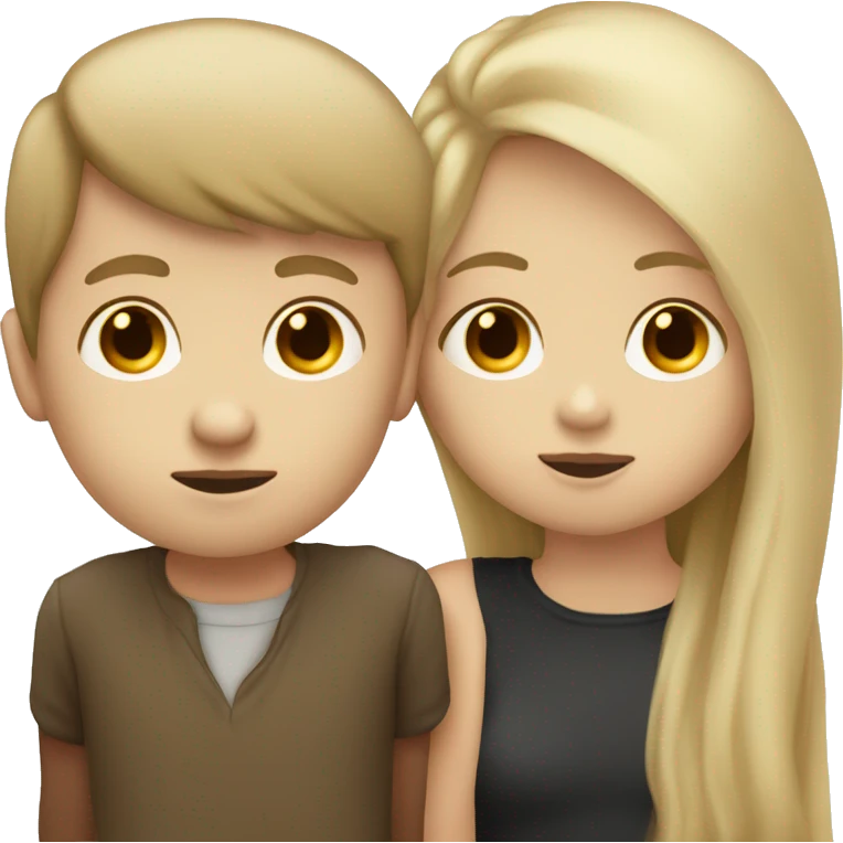 pale boy with dirty blonde hair kissing a tan girl with dark brown hair  emoji