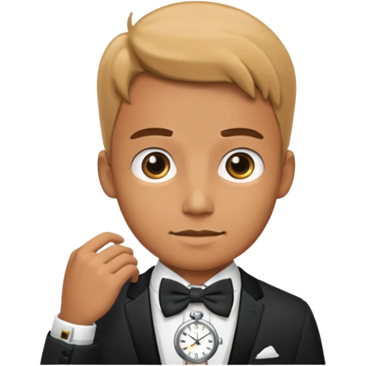 Male wearing watch (open collar)

Male wearing watch + bow tie emoji