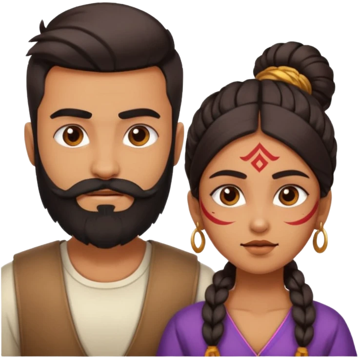 brother and sister fighting modern culture naughty  - indian skin and hairstyle - men beard - fight and love emoji