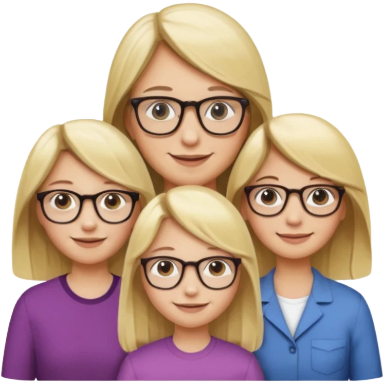 je voudrai un emoji d'une fille aux cheveux longs et blonds avec des lunettes avec son papa chatain et sa maman blonde emoji