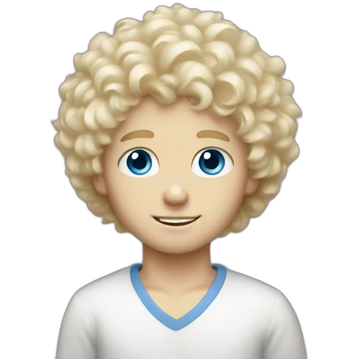 Blonde blue-eyed white boy with fluffy hair and goatie emoji