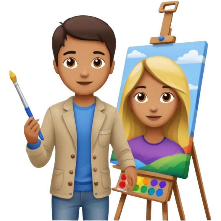 artist at easel with canvas, painting a colorful picture emoji