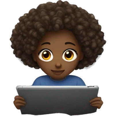 Black Girl with brown curly hair watching a moive on her ipad while she’s halfway under the covers emoji