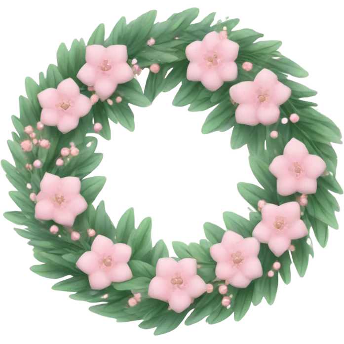 Pastel pink Christmas wreath emoji