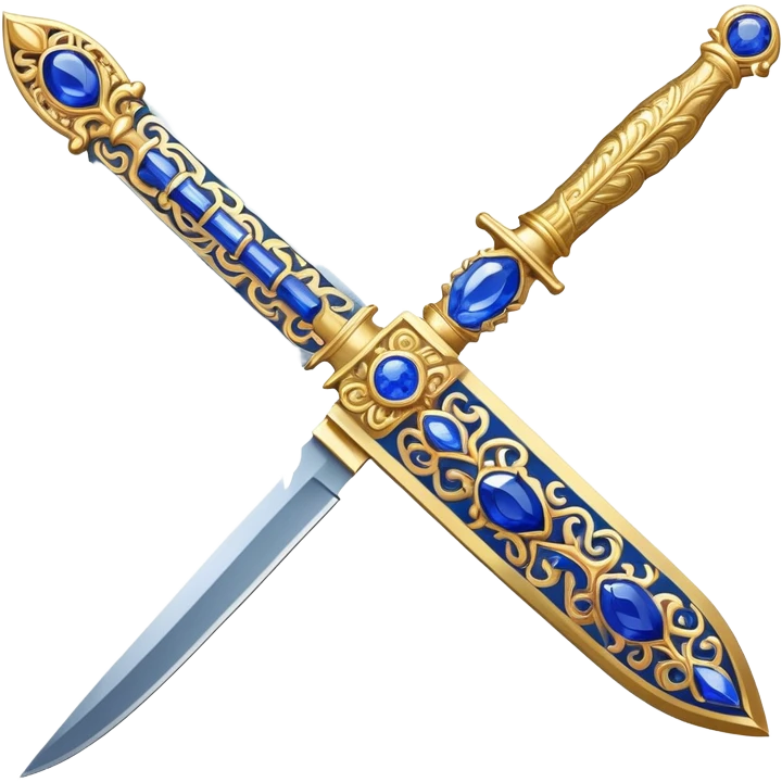 An ornate gilded knife with a blade made of sapphire  emoji
