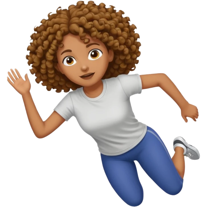 Treino de corrida mulher morena de cabelos cacheados caindo nas costas emoji