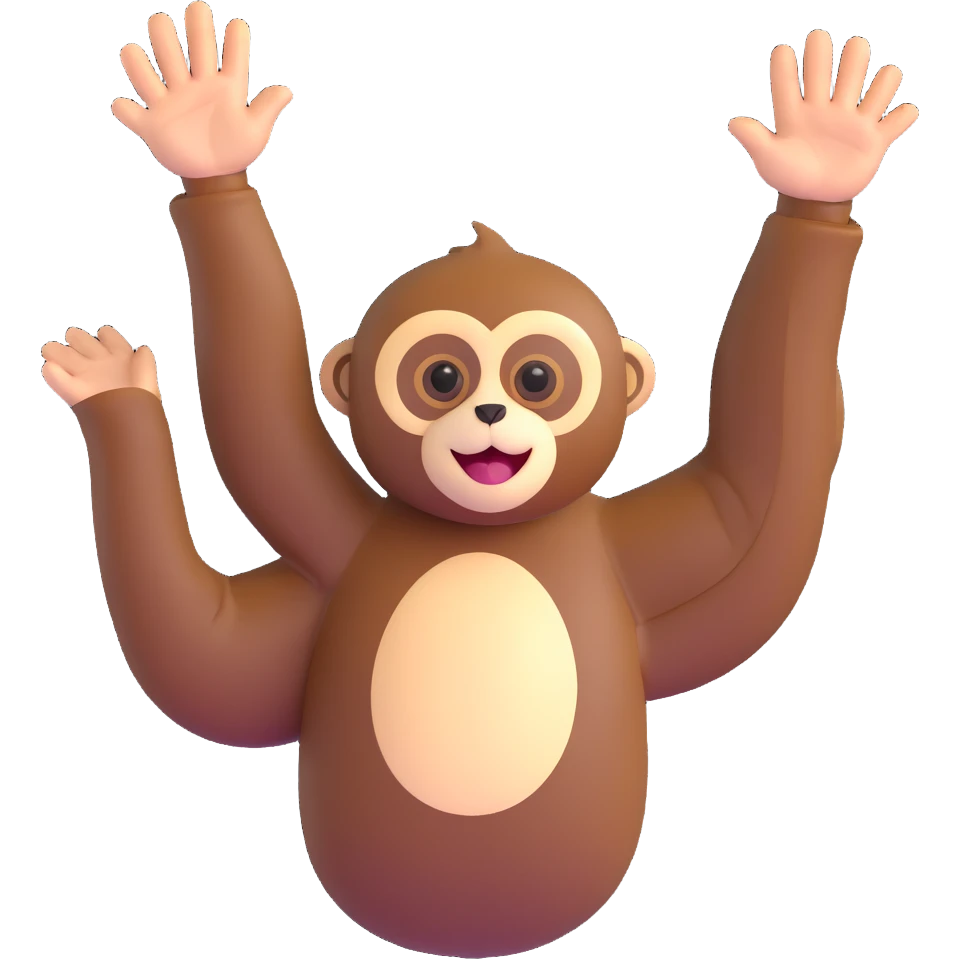 gibbon waving, cheerful emoji