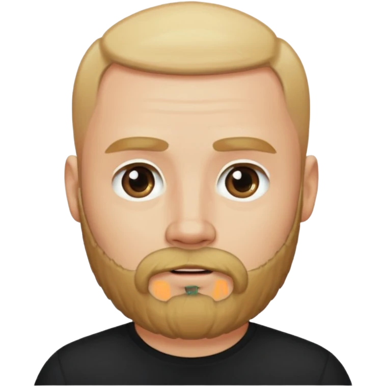 Bearded bald blonde man black shirt emoji
