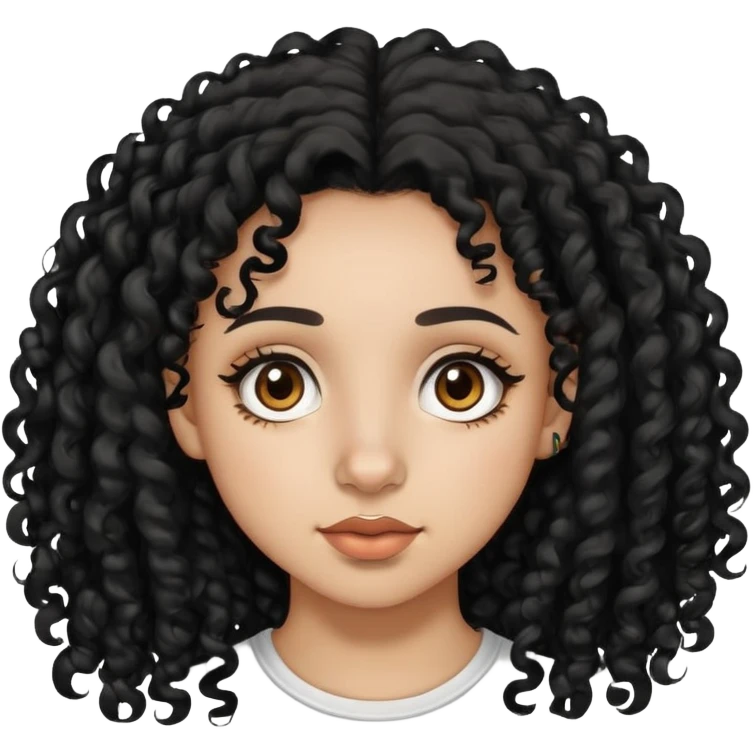 LightSkin girl with black curly hair brown eyes nose ring on left nose  emoji