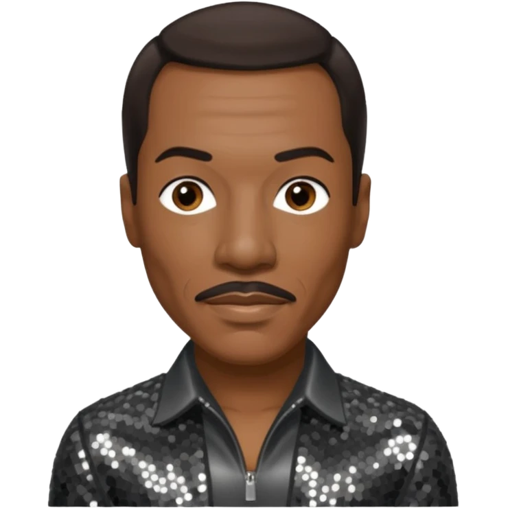 Eddie Murphy with dark brown hair, dark gray sequin outfit emoji