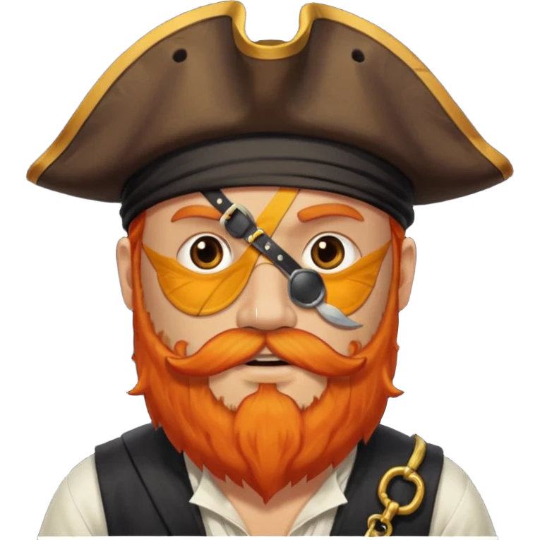 Pirata con un parche que le cubra un ojo de color negro y con barba anaranjado emoji