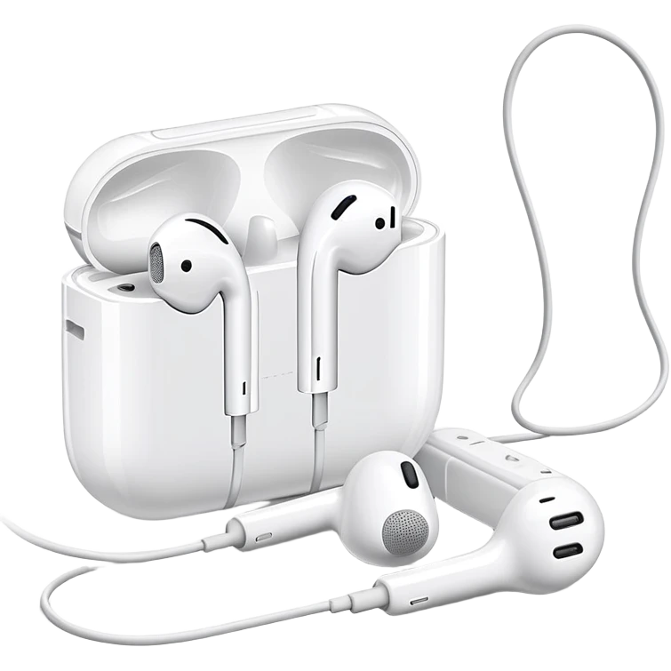 White Apple EarPods with wires and inline remote control emoji
