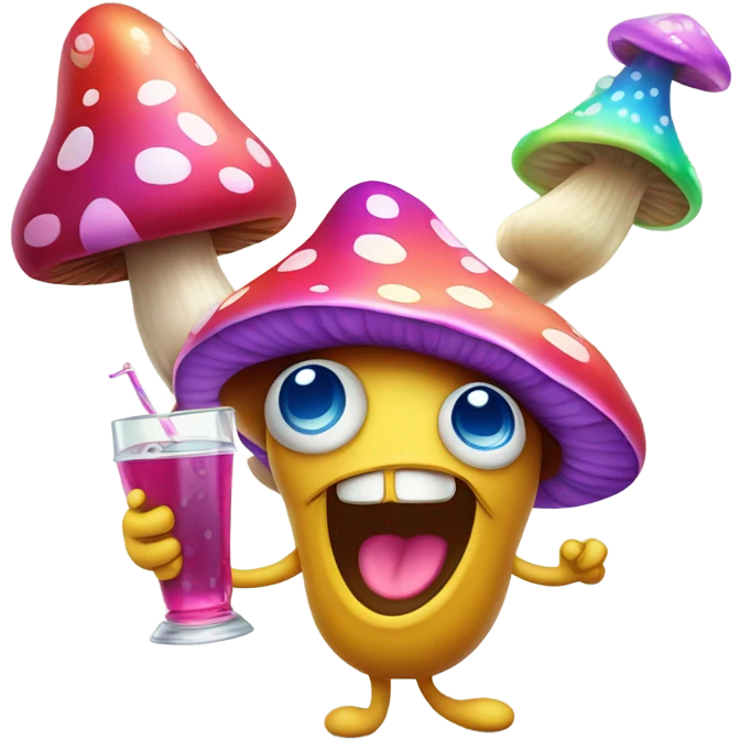 Psychedelic party - mushrooms partying emoji