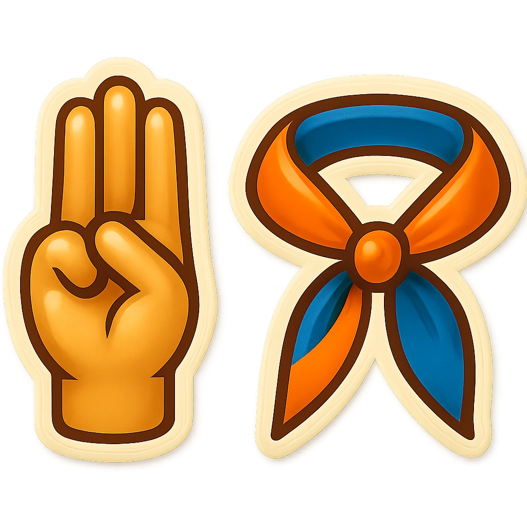 Emoji signe scout et foulard scout orange et bleu emoji
