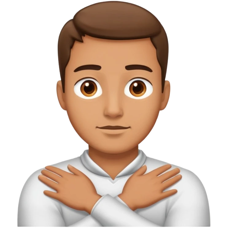 hands crossed around neck guy  emoji