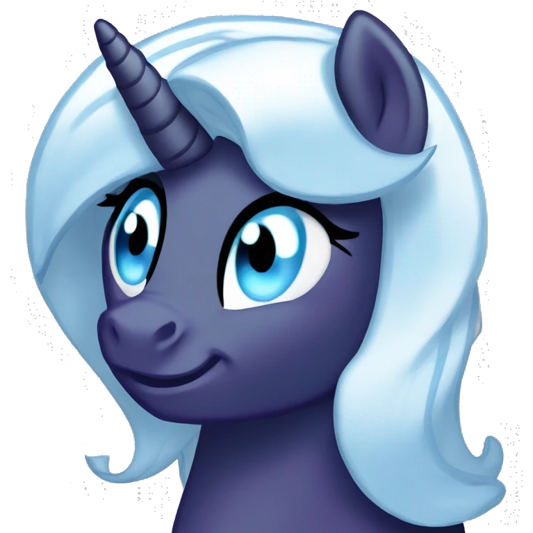 My little pony  Evil dark purple alicorn with blue eyes and blue eyes shadow with white hair with blue sstreaks emoji