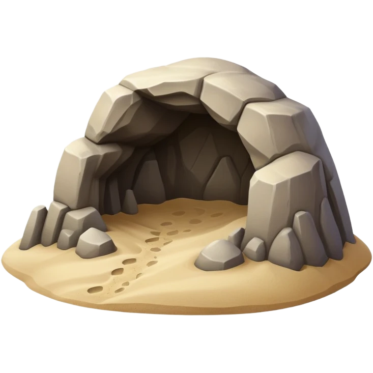 generate realistic detailed cave in 3d style with sand  emoji