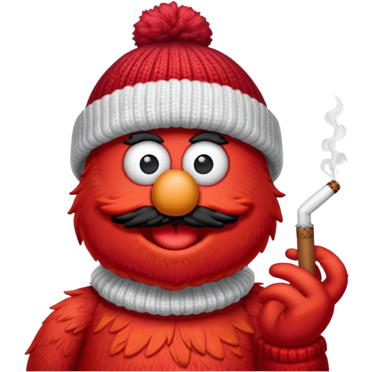 Elmo in a beanie smoking a blunt emoji